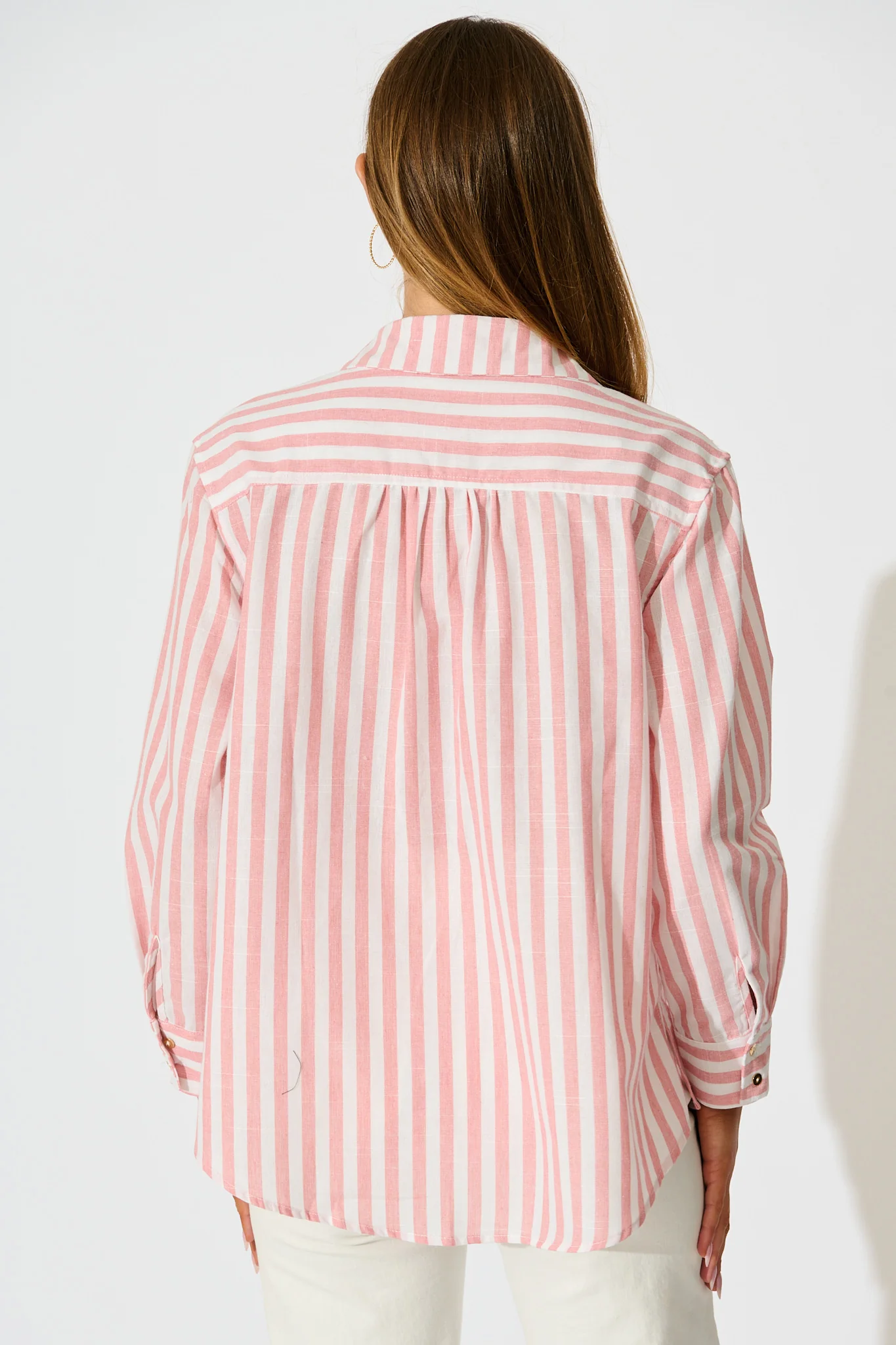 Miro Shirt in Pink Stripe Cotton Blend - Image 3