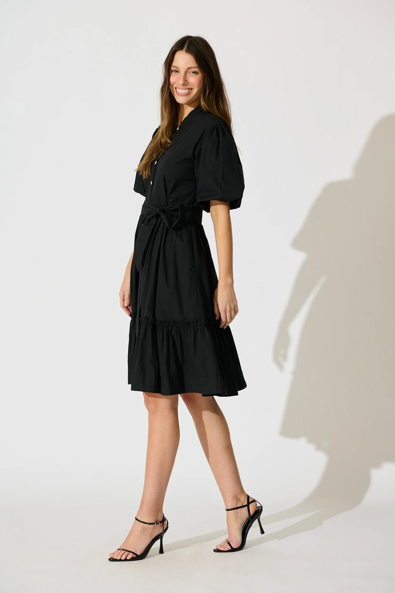 Miya Midi Dress in Black Cotton - Image 3
