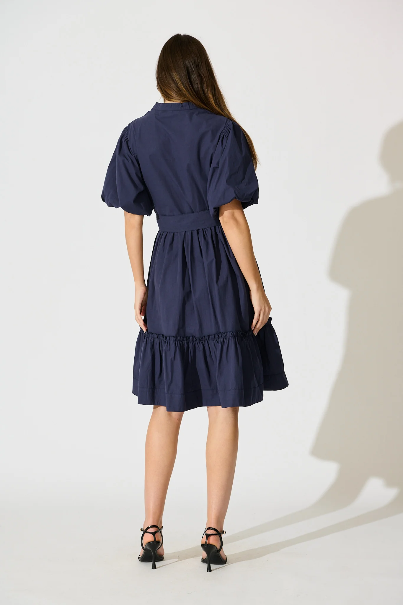 Miya Midi Dress in Navy Cotton - Image 4