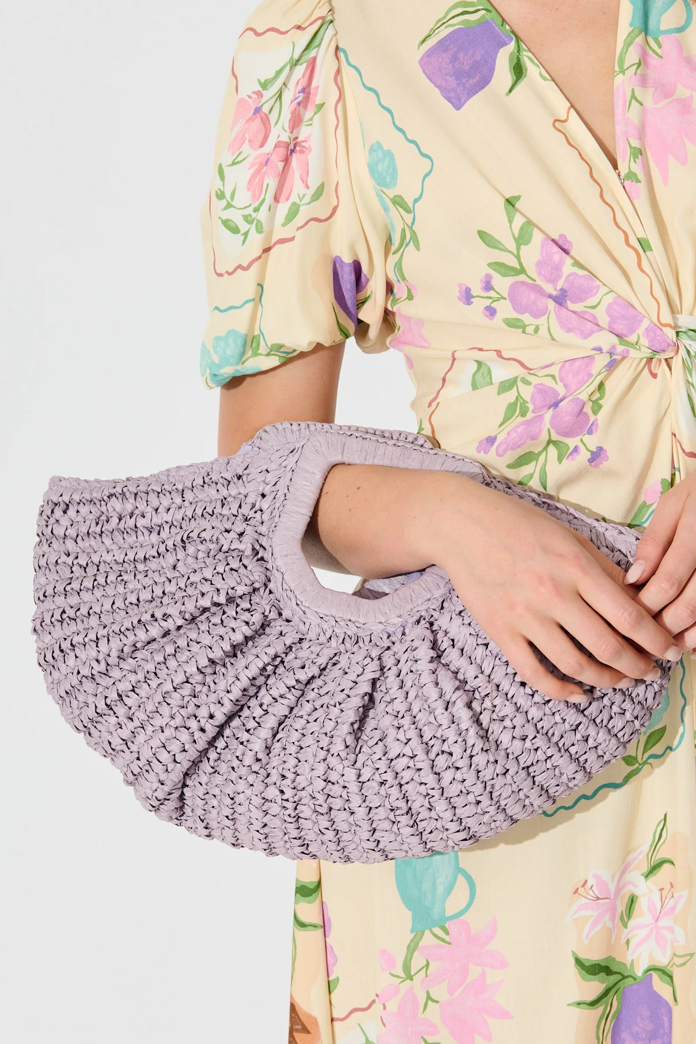 Moana Raffia Bag In Lilac - Image 5