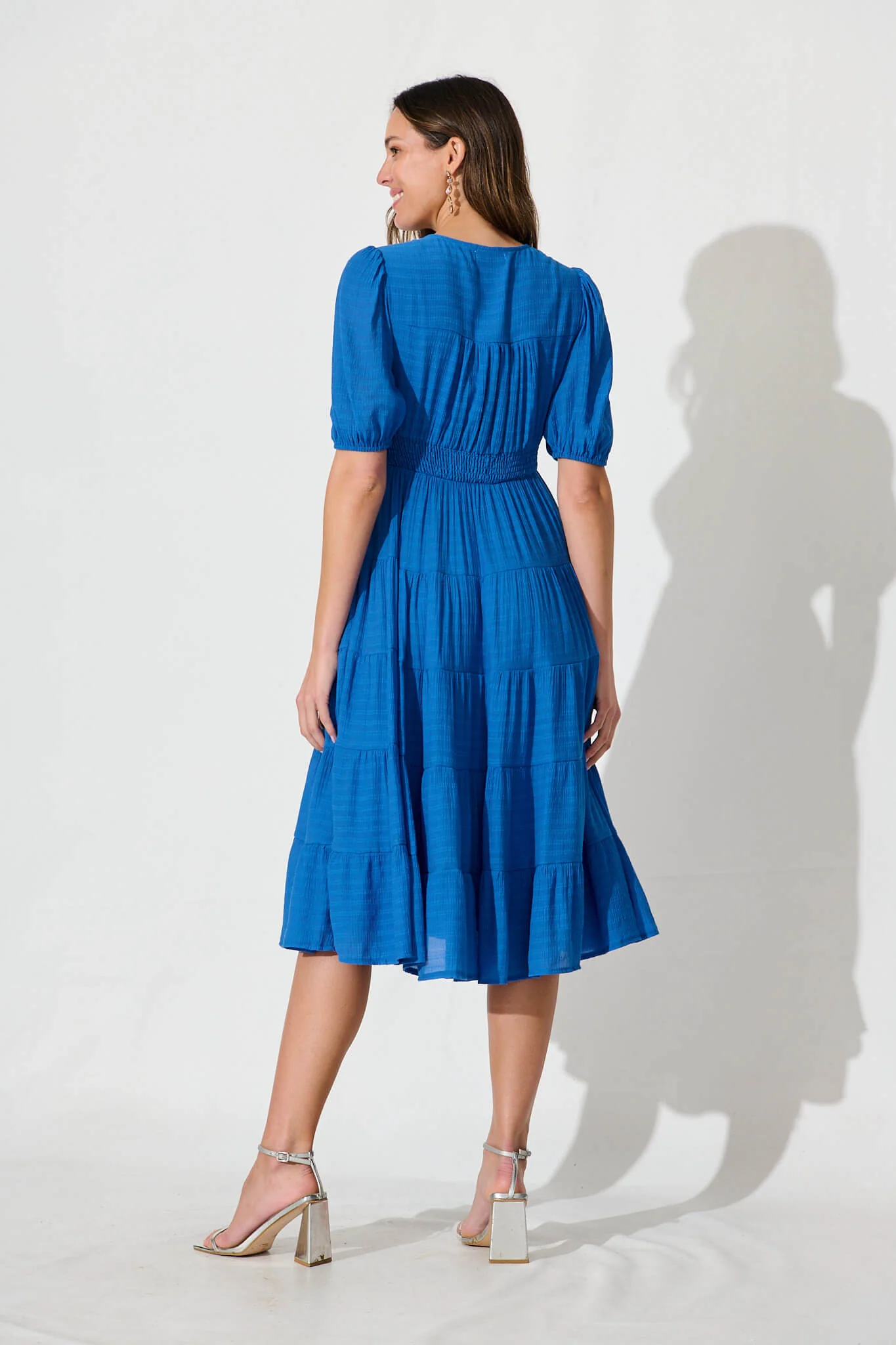 Modica Midi Dress In Blue Chiffon - Image 10