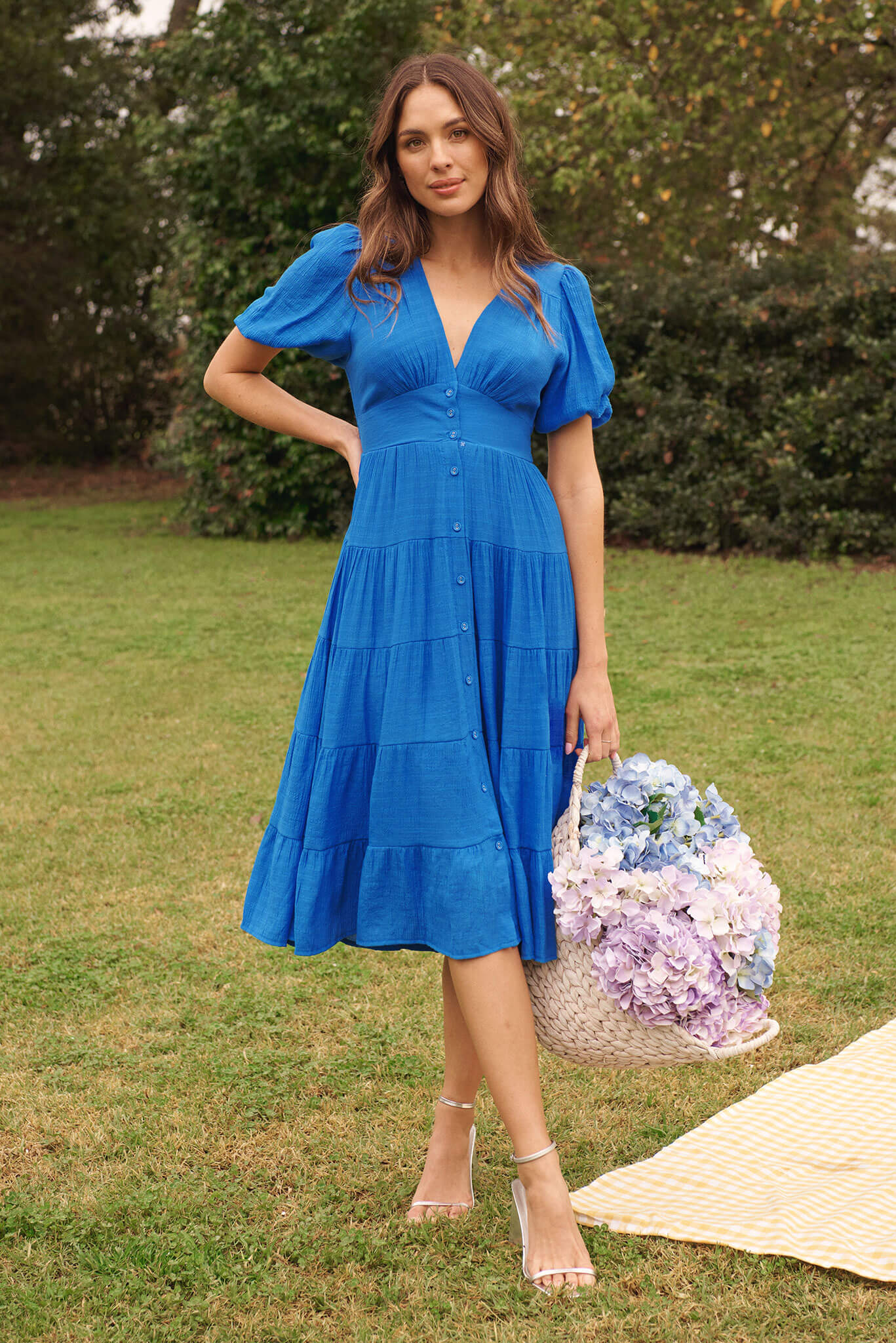 Modica Midi Dress In Blue Chiffon - Image 4