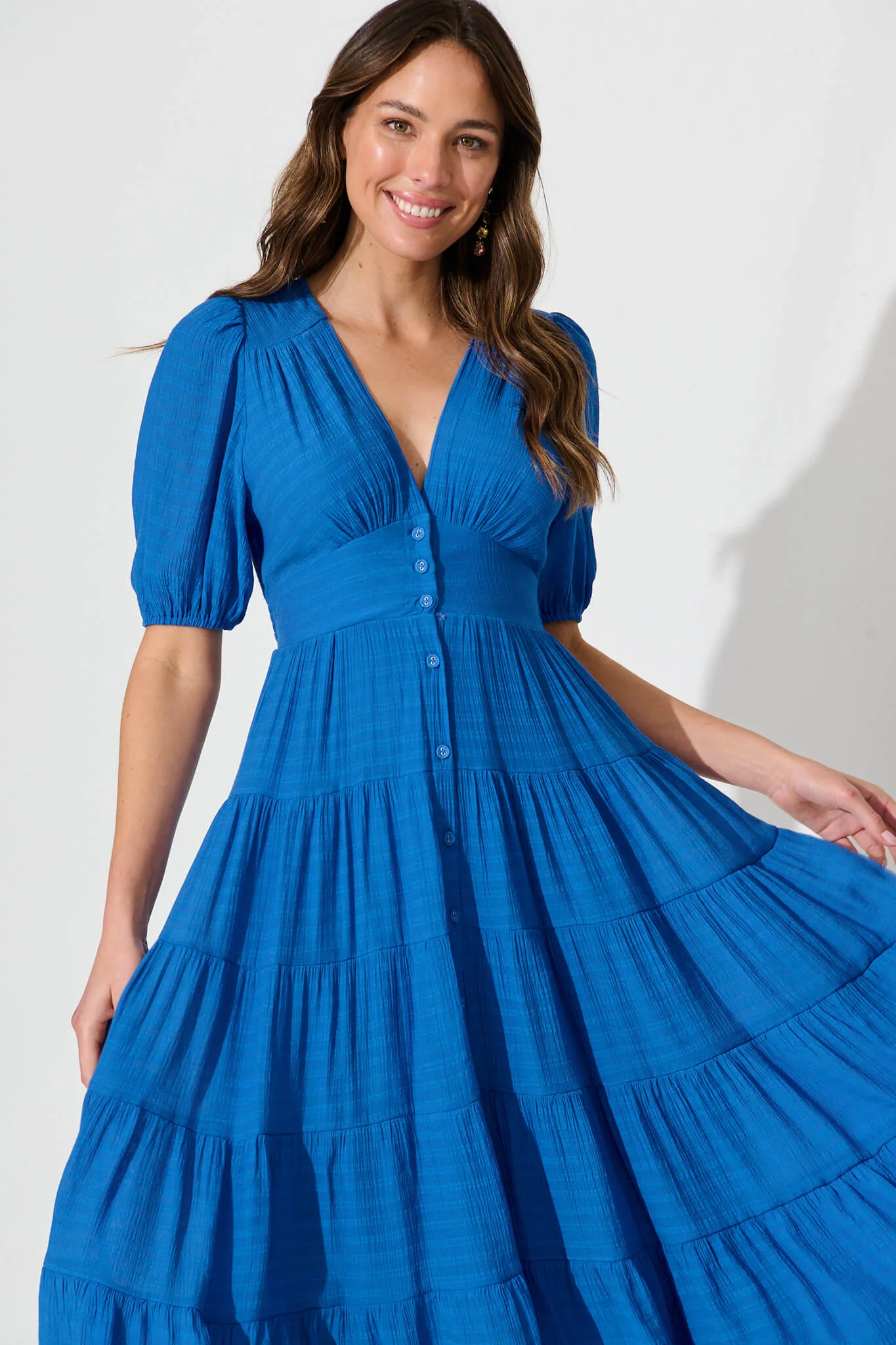 Modica Midi Dress In Blue Chiffon - Image 8