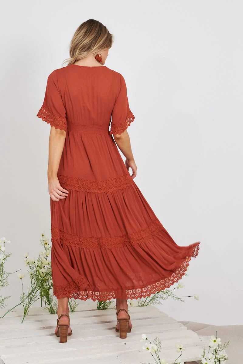 Mona Maxi Dress In Rust - Image 5