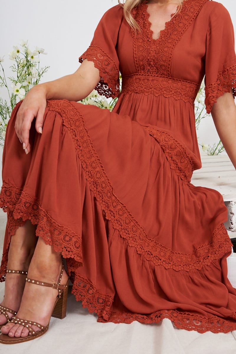 Mona Maxi Dress In Rust - Image 8