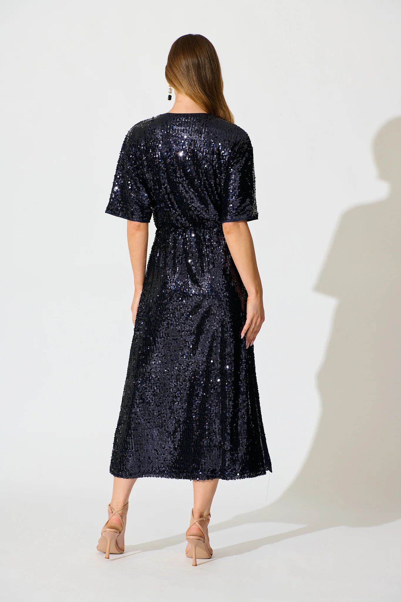 Moonbeam Maxi Dress in Navy Sequin - Image 4