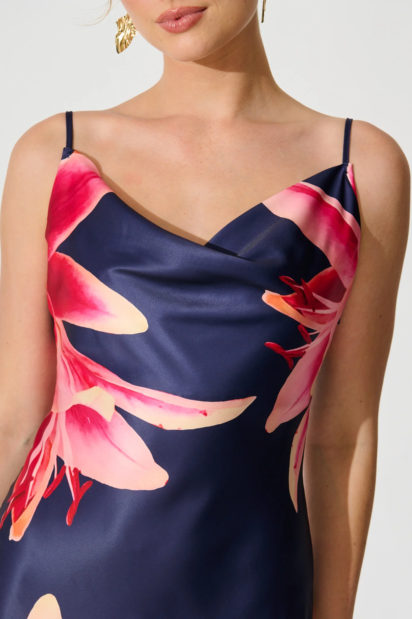 Moonlit Flora Maxi Dress in Navy Floral Satin - Image 11