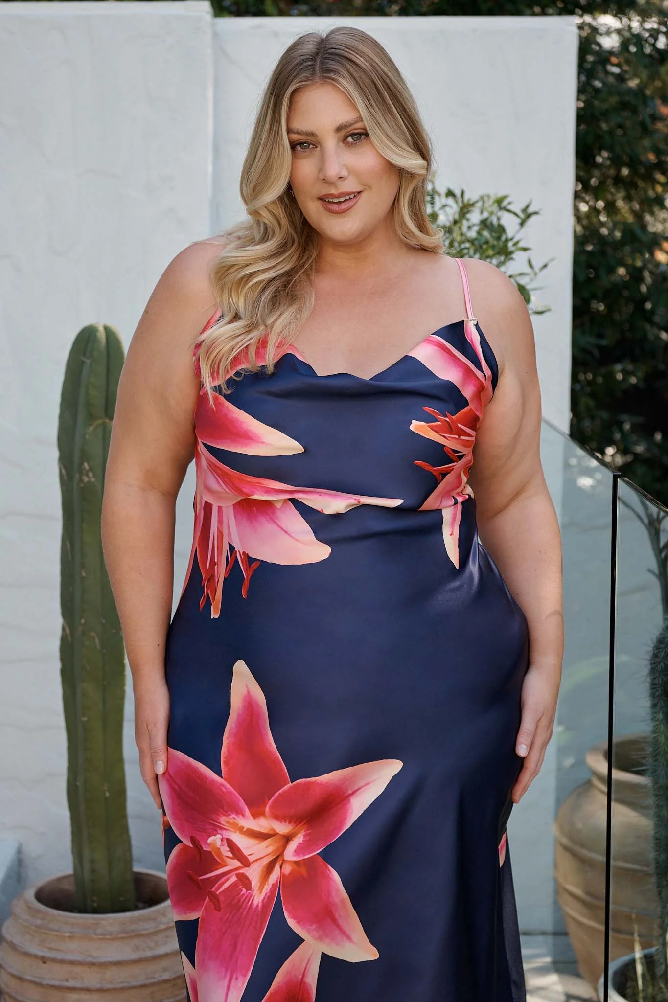 Moonlit Flora Maxi Dress in Navy Floral Satin - Image 5