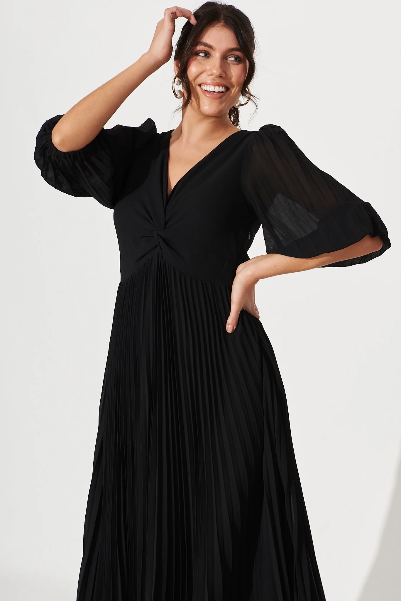 Moritz Maxi Dress In Black Chiffon - Image 3