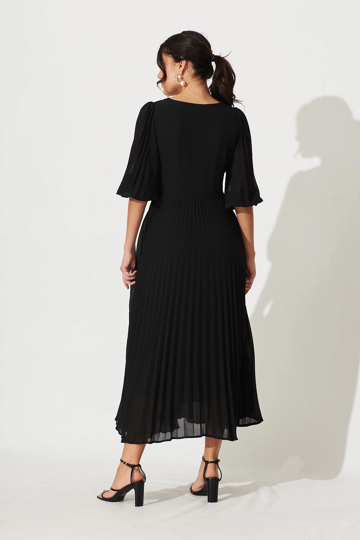 Moritz Maxi Dress In Black Chiffon - Image 5