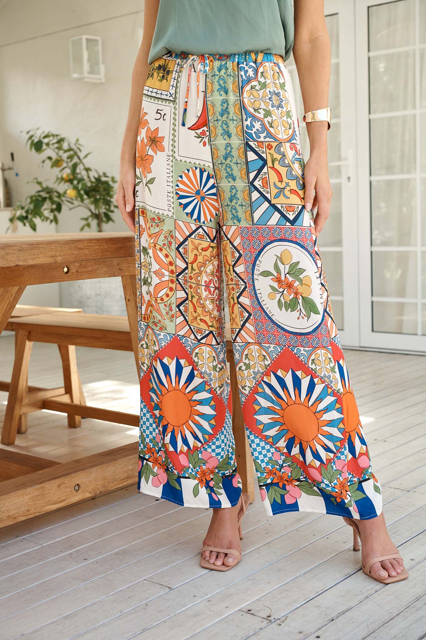 Moroccan Sunset Pant in Multi Tile Print - Image 7
