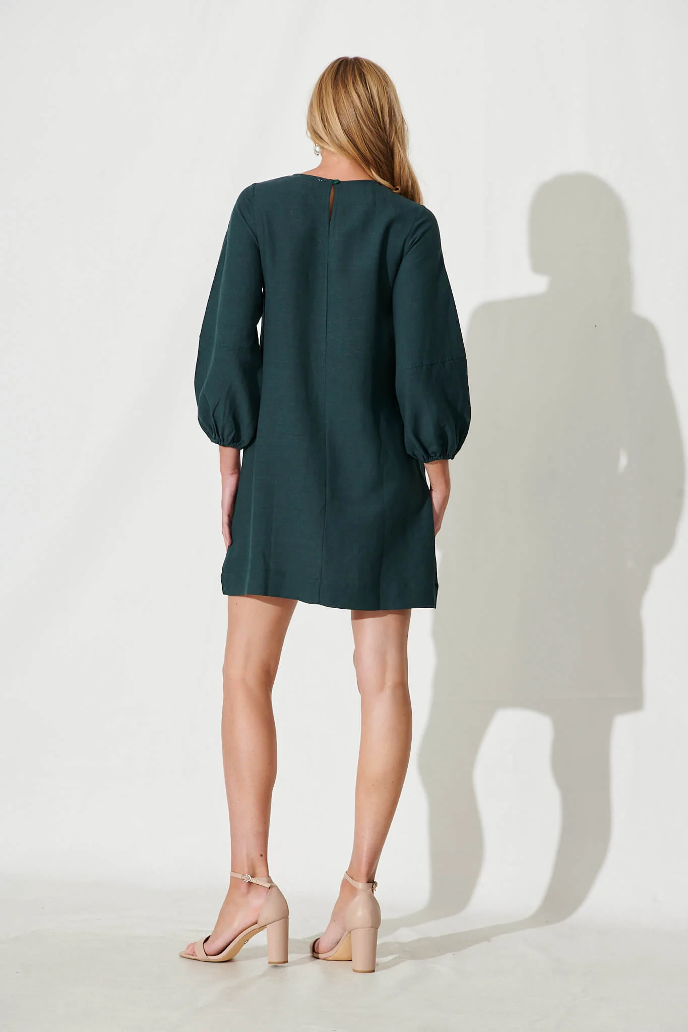Moto Dress In Emerald Cotton Linen - Image 4