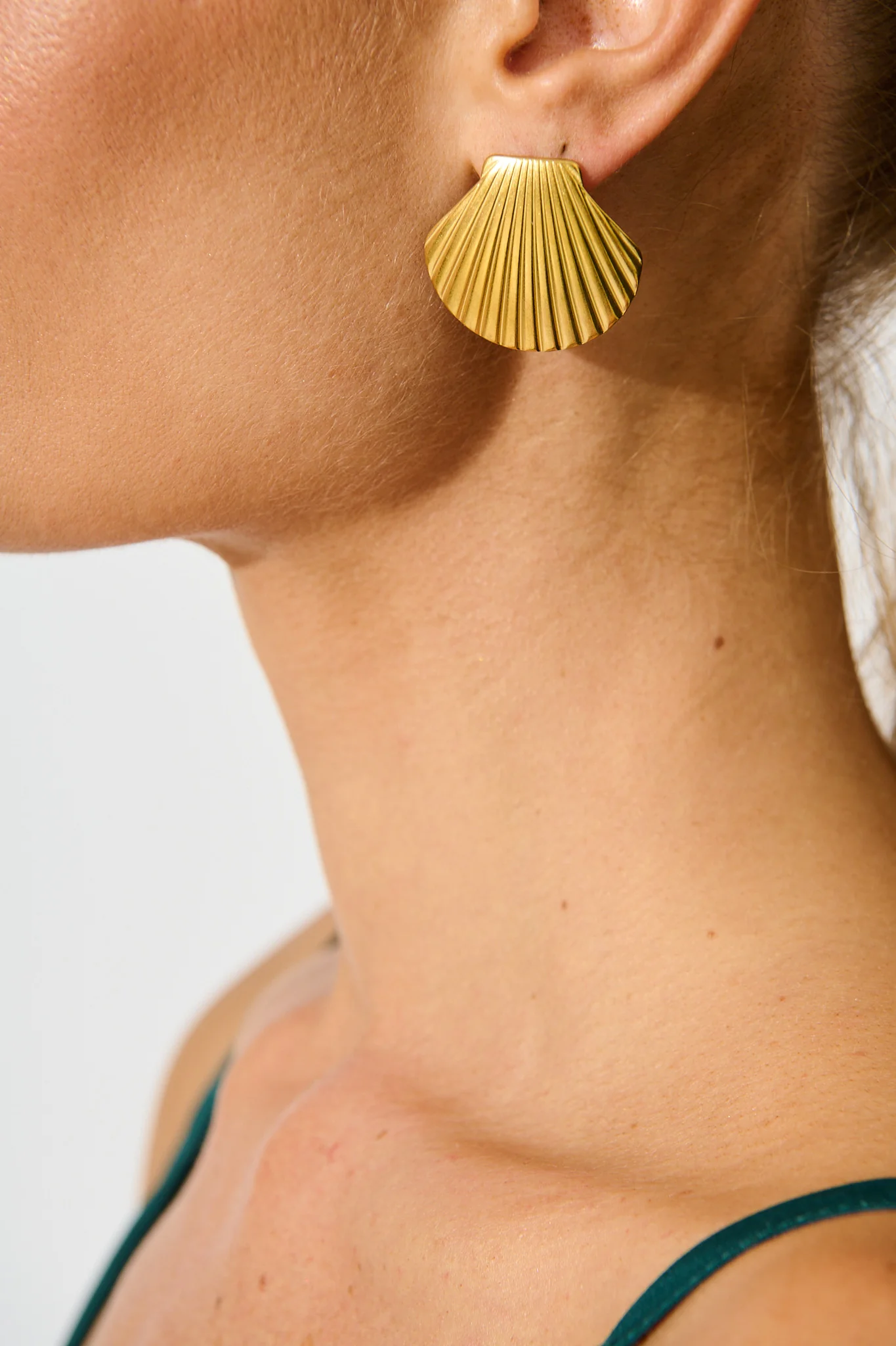 Mykonos Shell Stud Earrings in 18K Gold Plated - Image 4