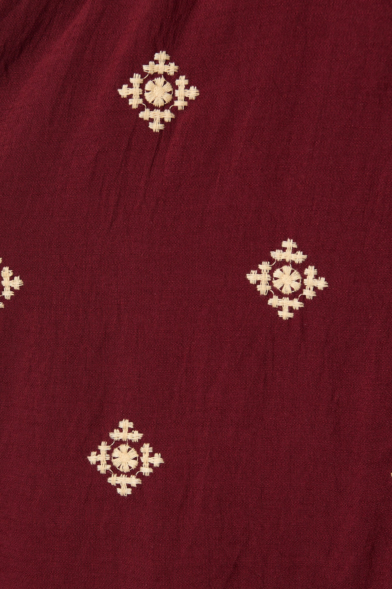 Nahla Midi Shirt Dress in Wine with Cream Embroidery - Image 6