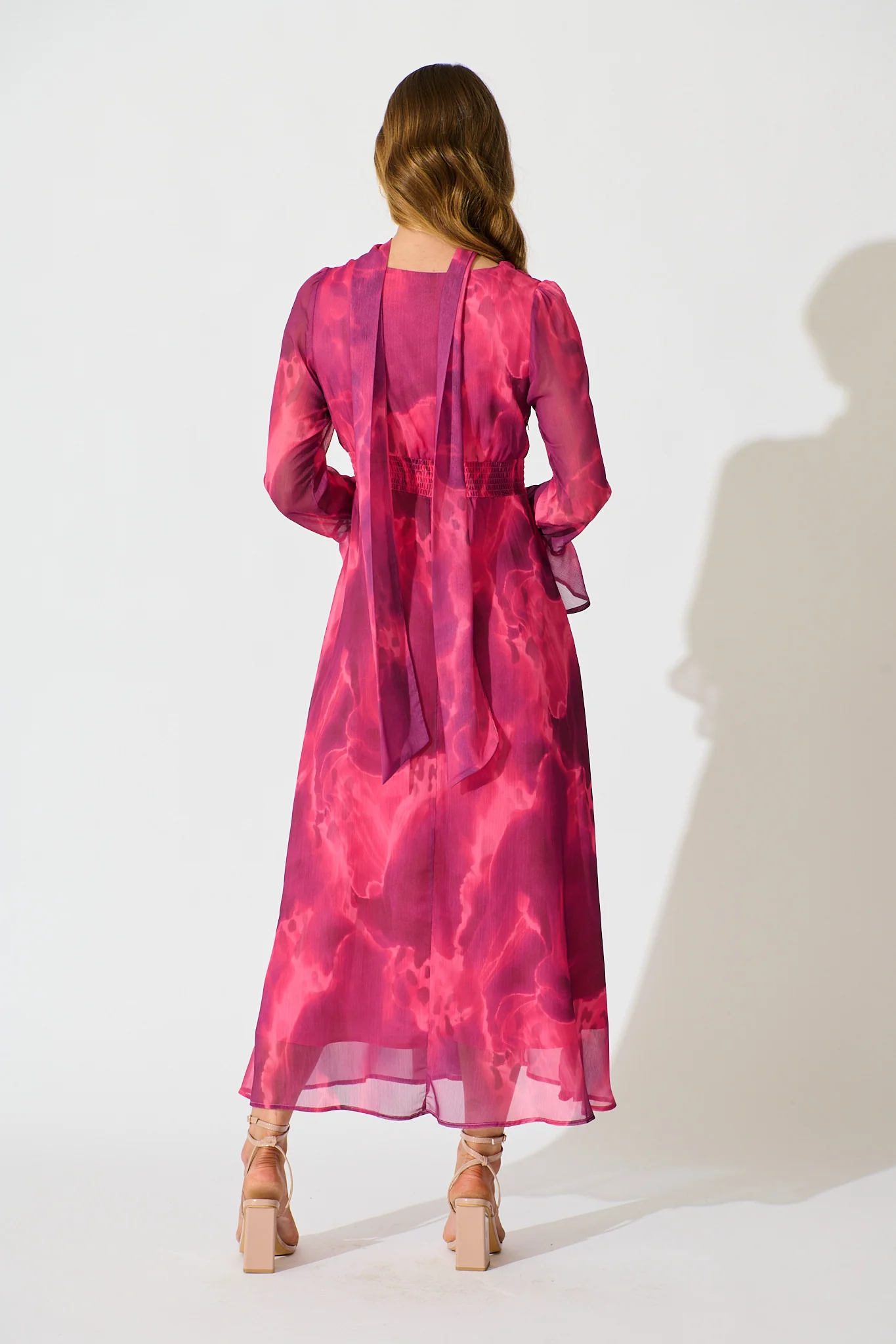 Nami Maxi Dress in Purple Watercolour Chiffon - Image 4