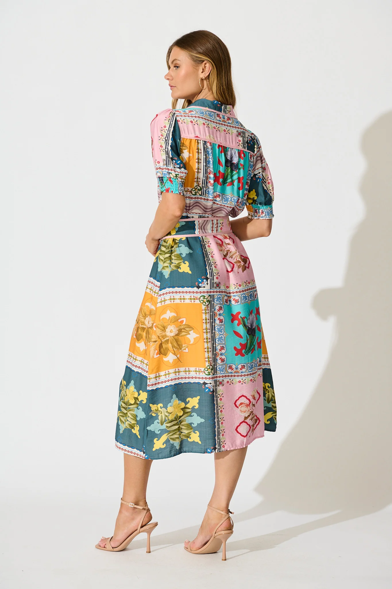Narcisa Midi Shirt Dress in Multi Floral Tile Print - Image 4