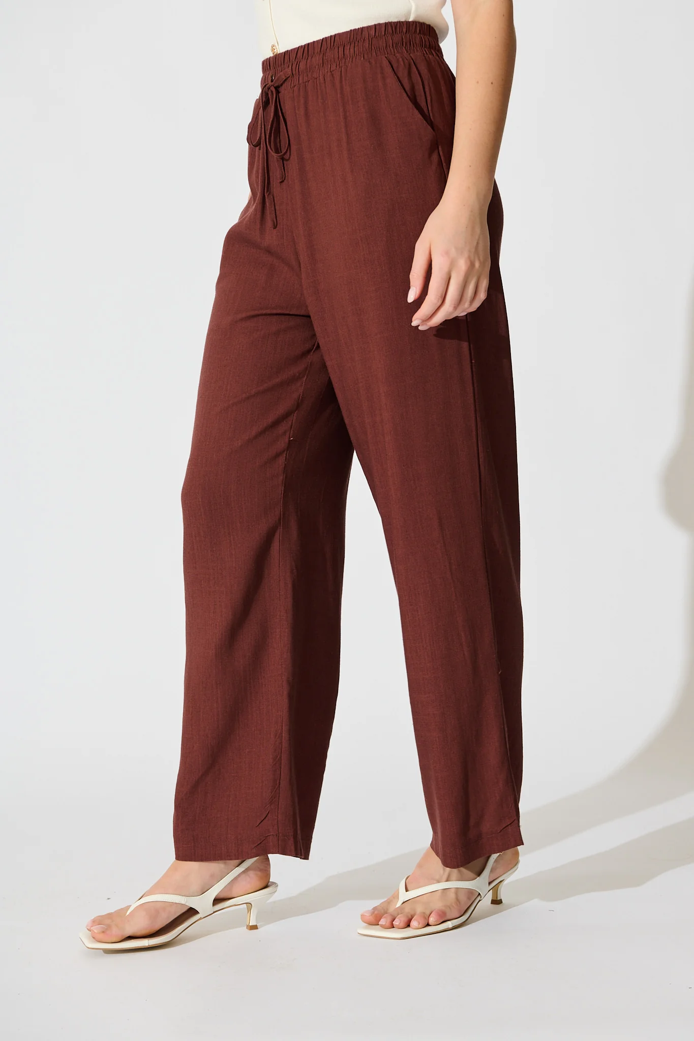 Natural Form Pant in Chocolate Cotton Linen - Image 2