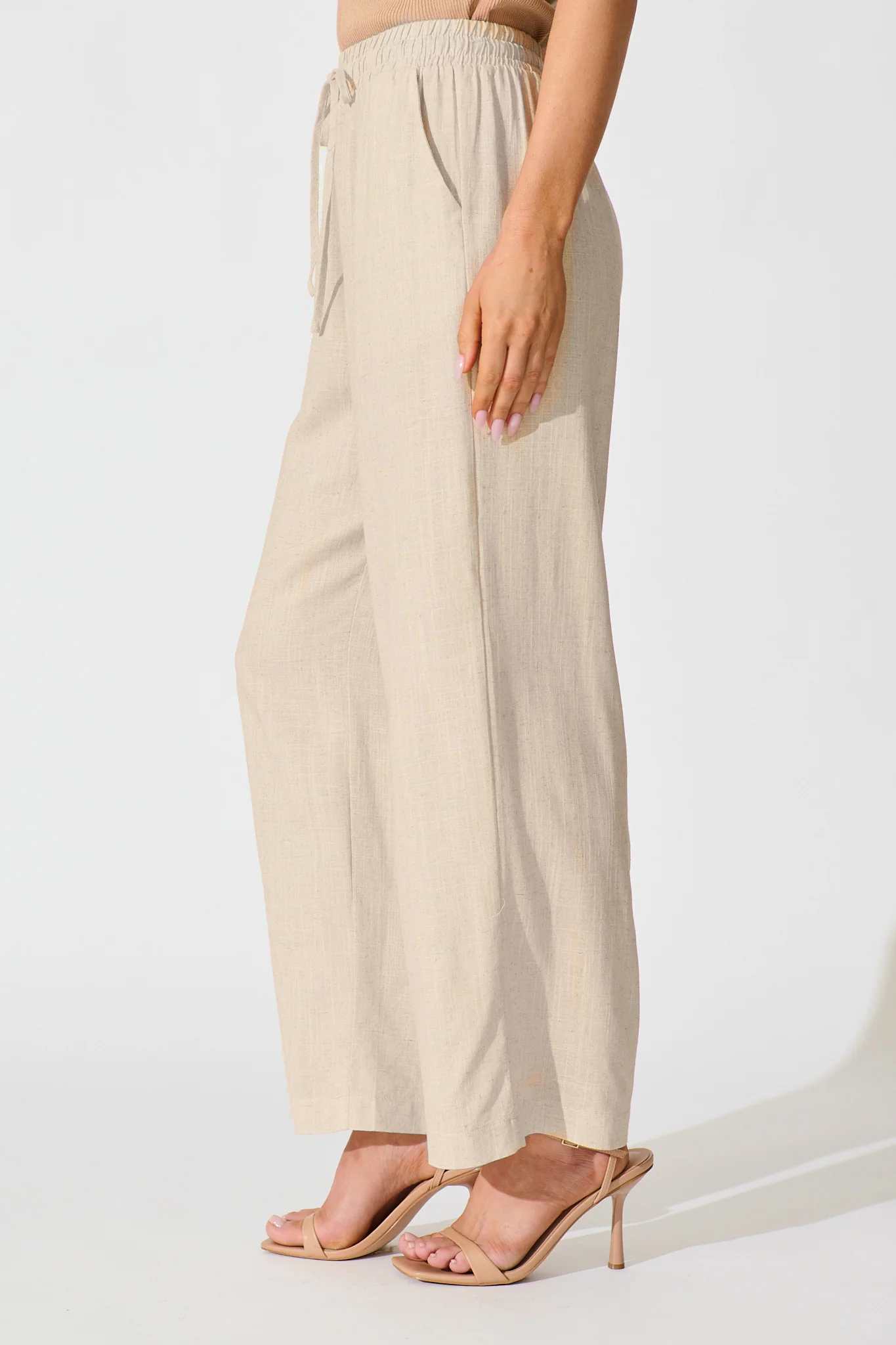 Natural Form Pant in Oatmeal Cotton Linen - Image 2
