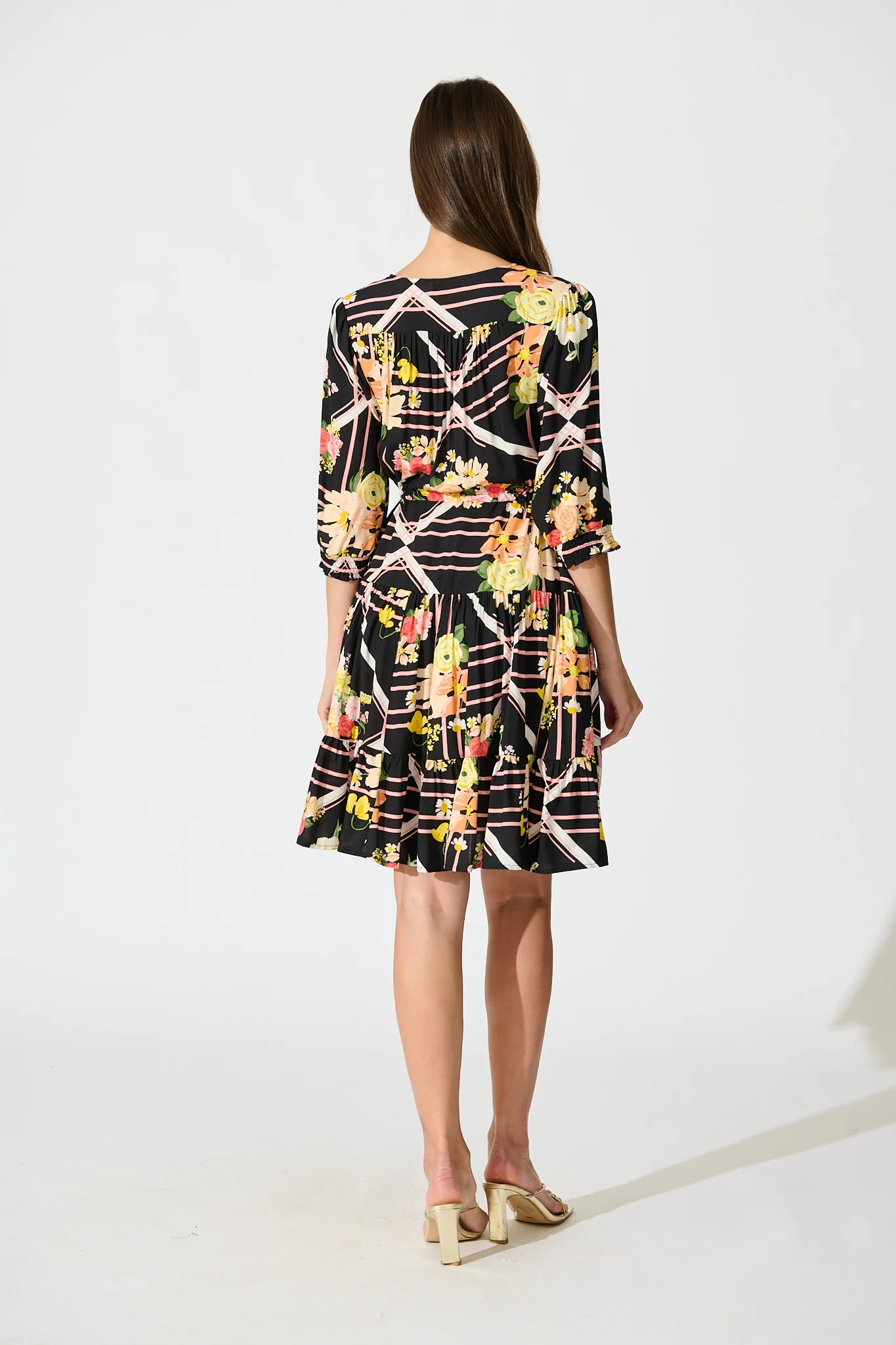 Navianna Dress in Black with Multi Floral - Image 4