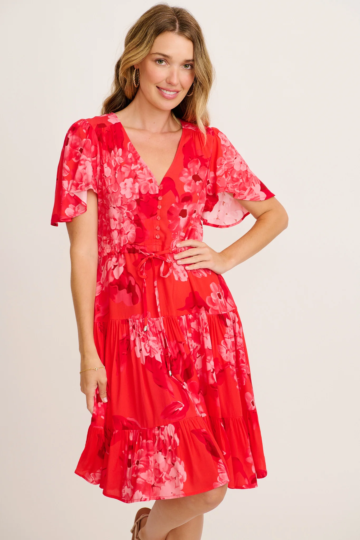 Navianna Dress in Red Floral - Image 2