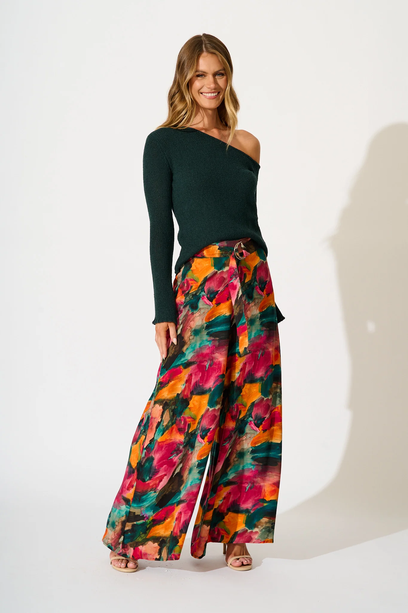 Nerida Off Shoulder Knit Top in Emerald - Image 4