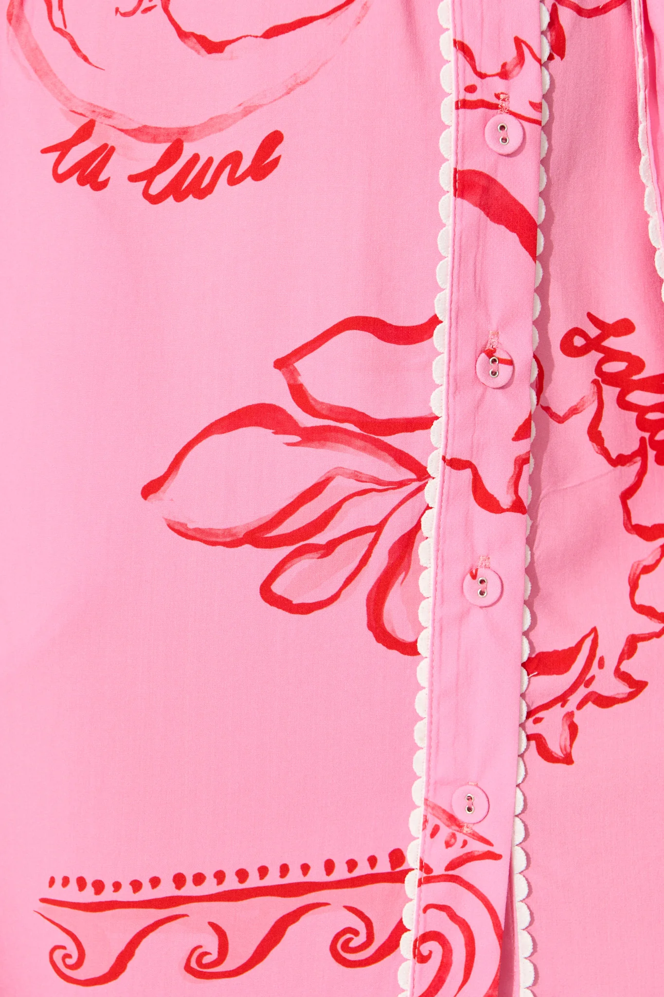 Nerisa Shirt Dress in Pink with Red Print - Image 6