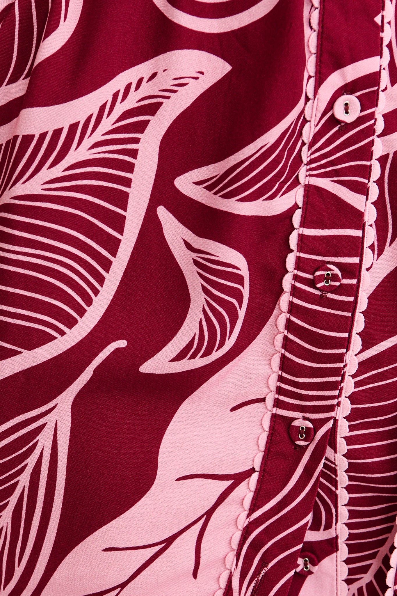 Nerisa Shirt Dress in Plum with Pink Leaf - Image 6