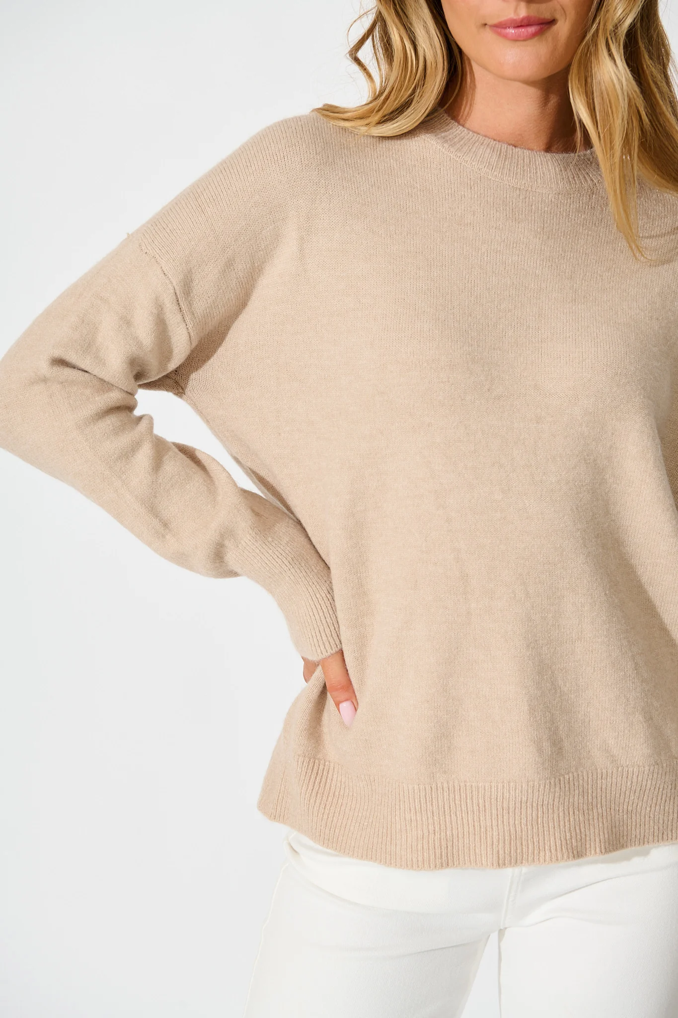 Nessa Knit In Beige Wool Blend - Image 5
