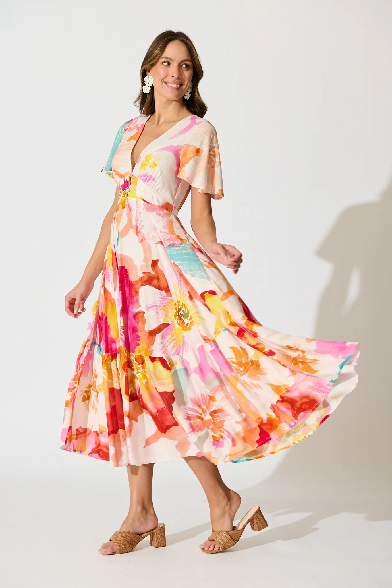 Nevada Maxi Dress in Blush and Multi Floral - Image 3