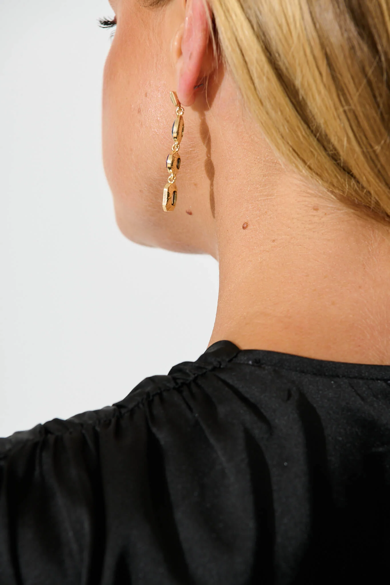 Nikina Drop Earrings in Multi Navy Gemstones - Image 8