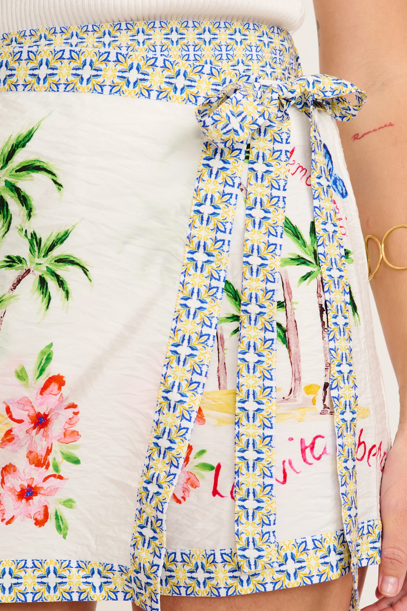 Niya Skort in White with Multi Print - Image 5