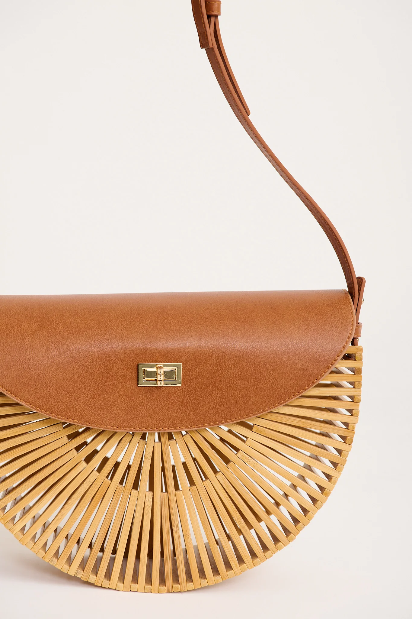 Noely Crossbody Saddle Bag in Tan Bamboo - Image 5