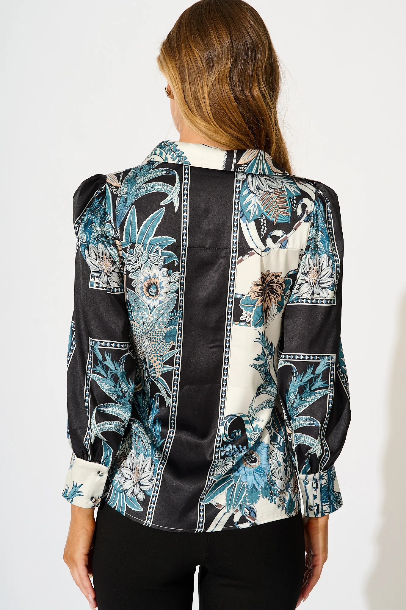 Nolita Shirt in Black and Blue Floral - Image 3