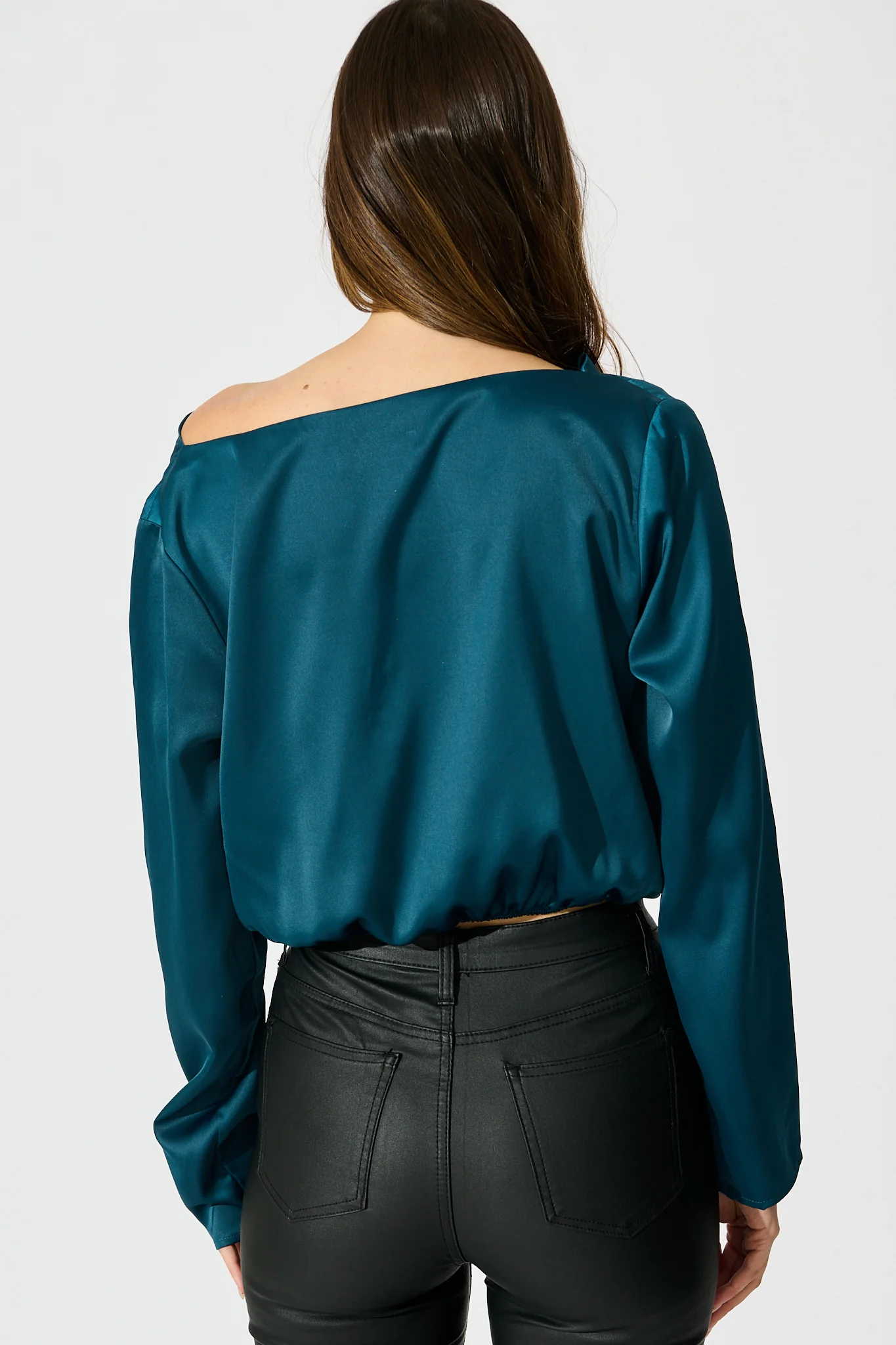 Nova Nights Top in Teal Satin - Image 3