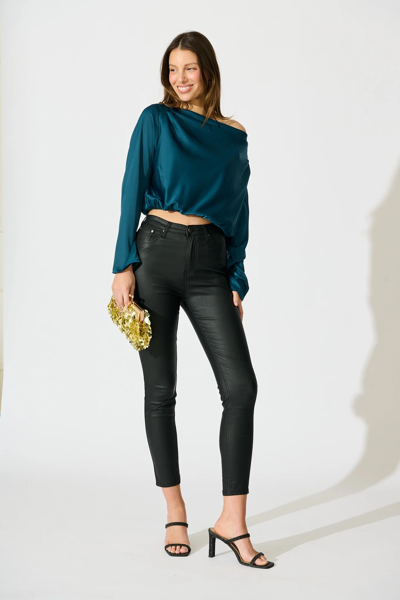 Nova Nights Top in Teal Satin - Image 4