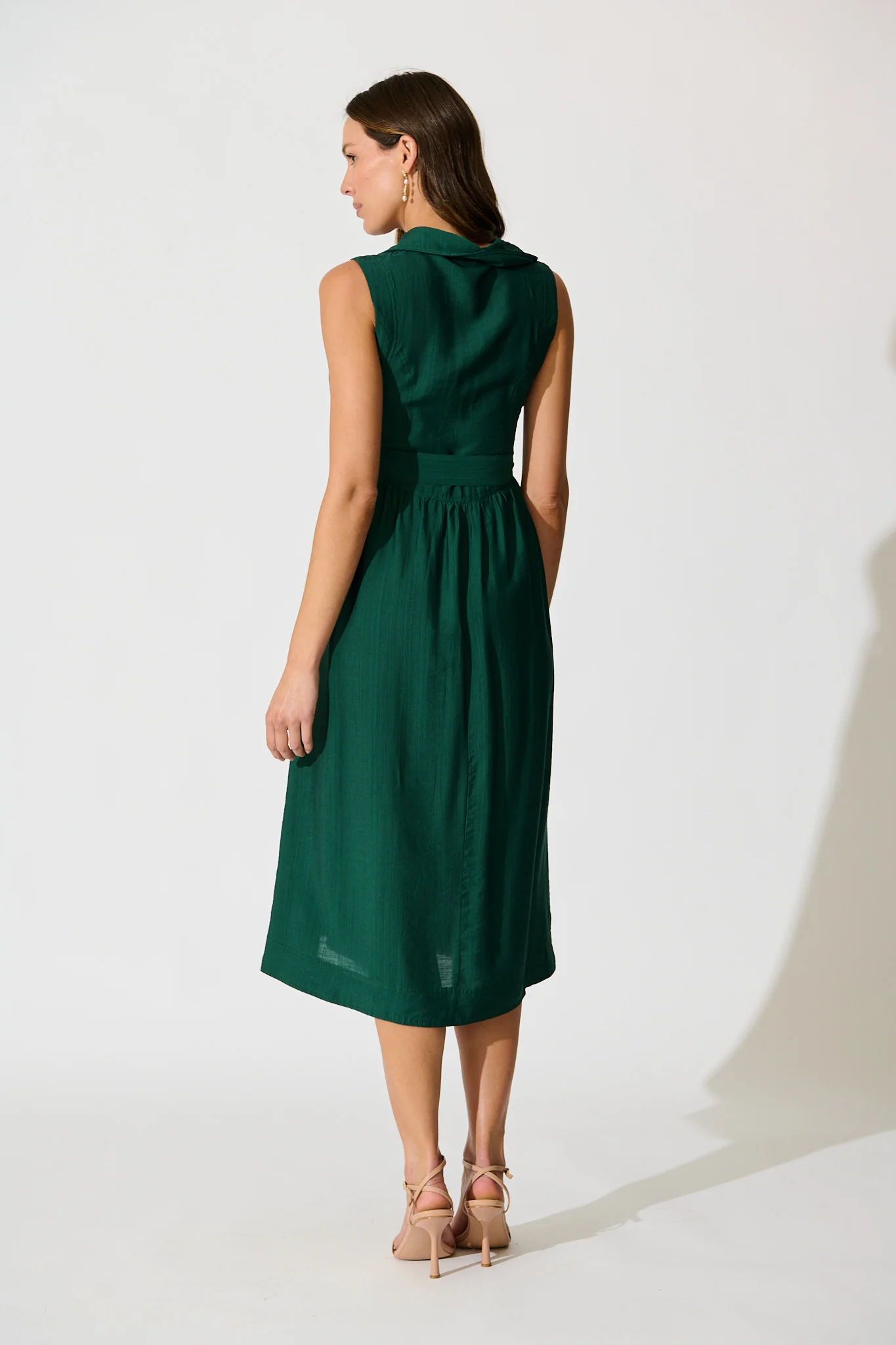 Nuala Midi Shirt Dress in Emerald - Image 3
