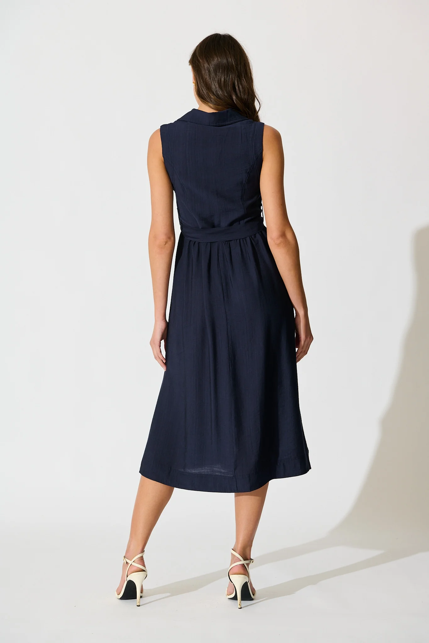 Nuala Midi Shirt Dress in Navy - Image 4