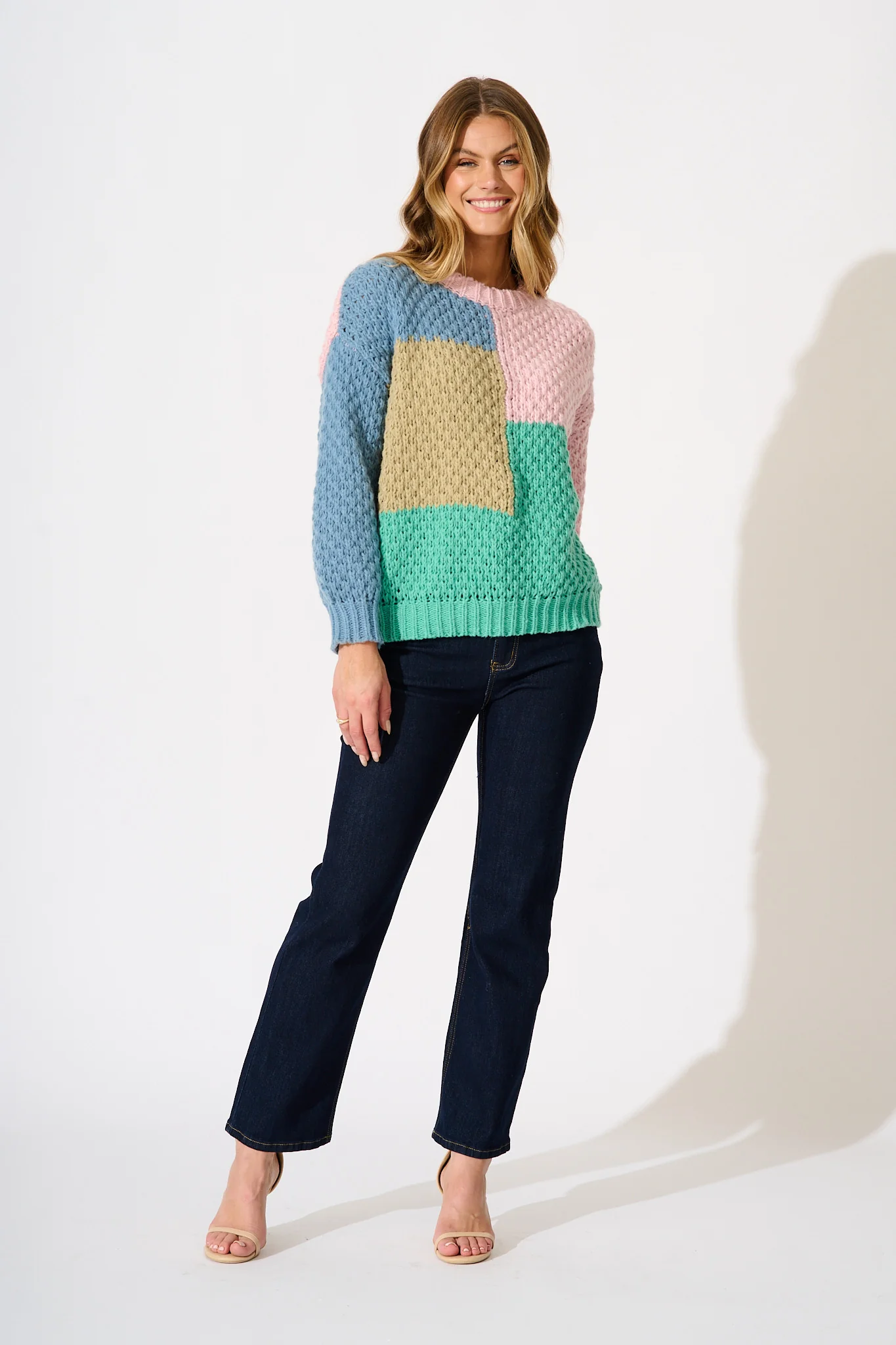 Oakley Knit in Multi Patchwork Wool Blend - Image 4