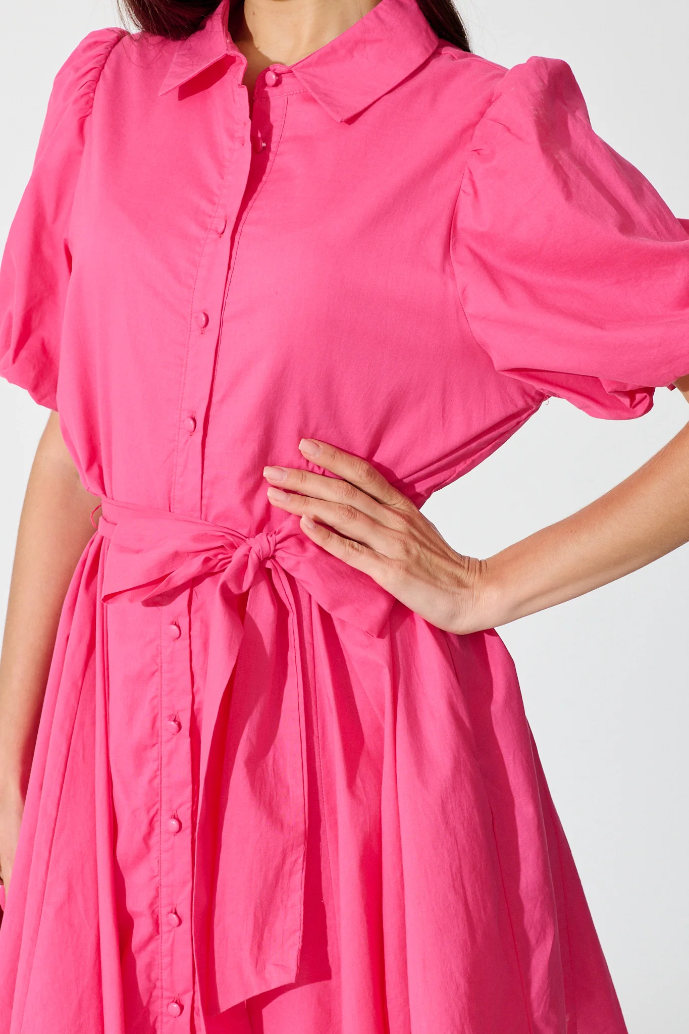 Ocea Shirt Dress In Hot Pink - Image 9