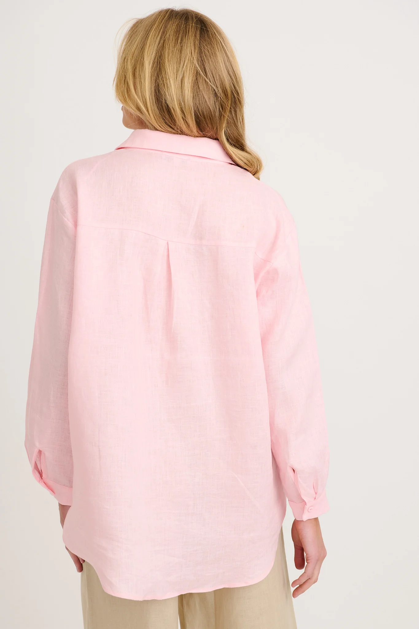 Ocean Echo Shirt in Pink Linen - Image 6