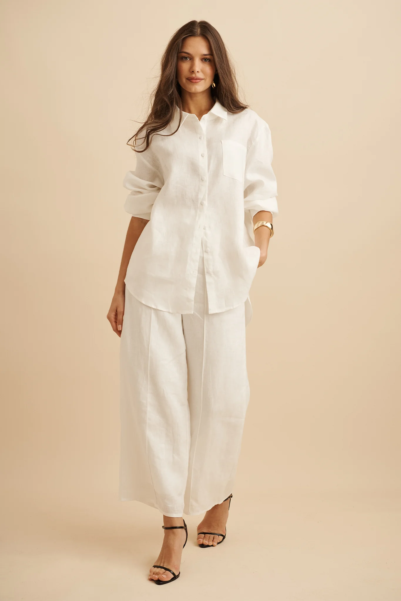 Ocean Echo Shirt in White Linen - Image 6