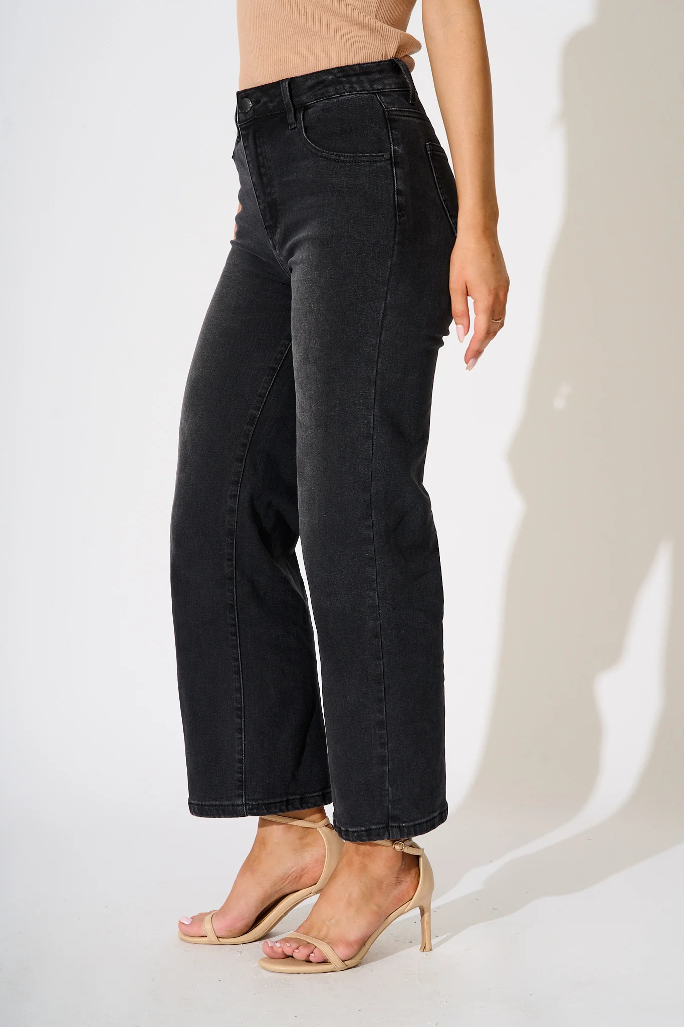 Ocean Road High Rise Wide Leg Jean in Black Denim - Image 2