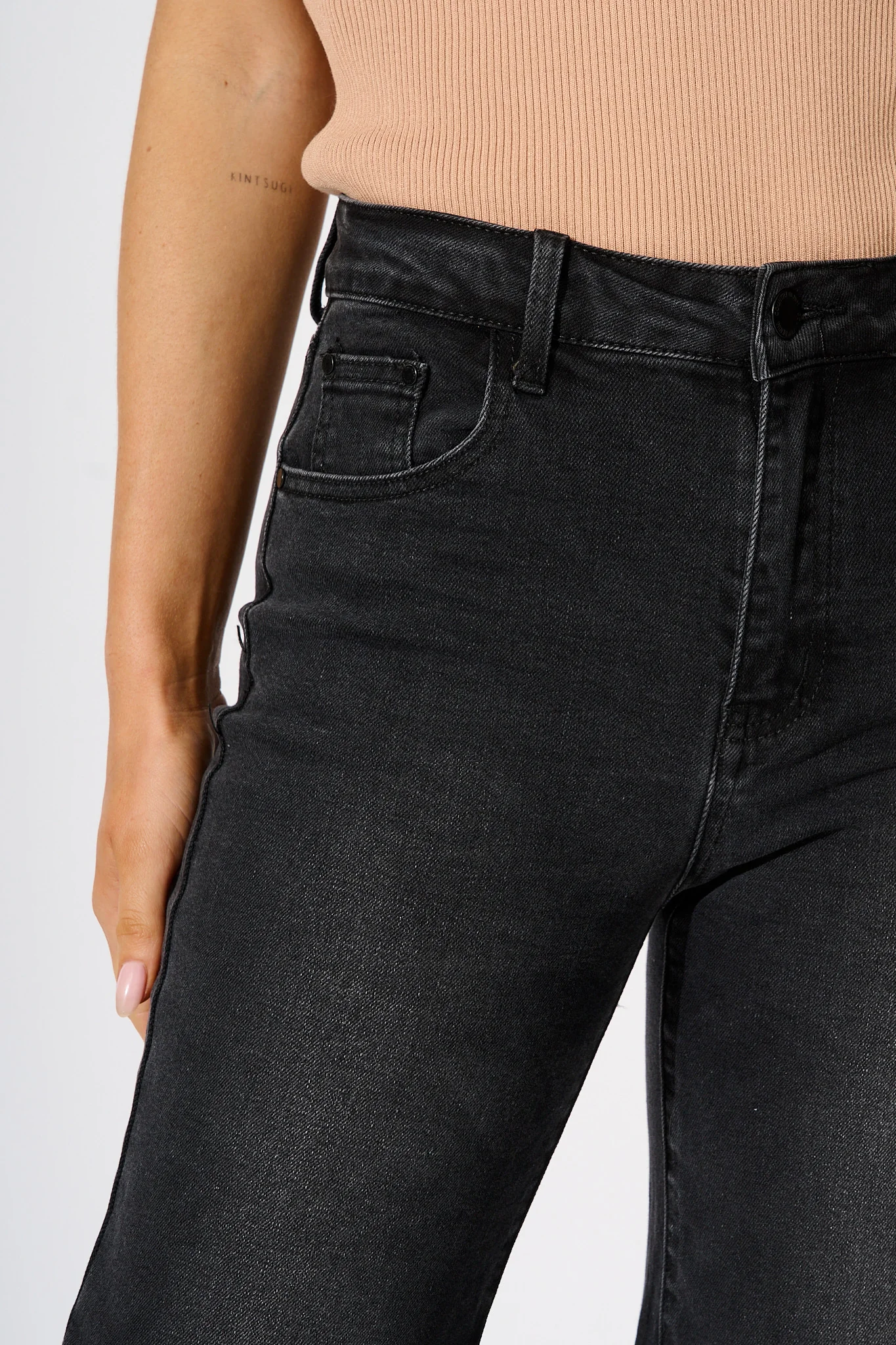 Ocean Road High Rise Wide Leg Jean in Black Denim - Image 5