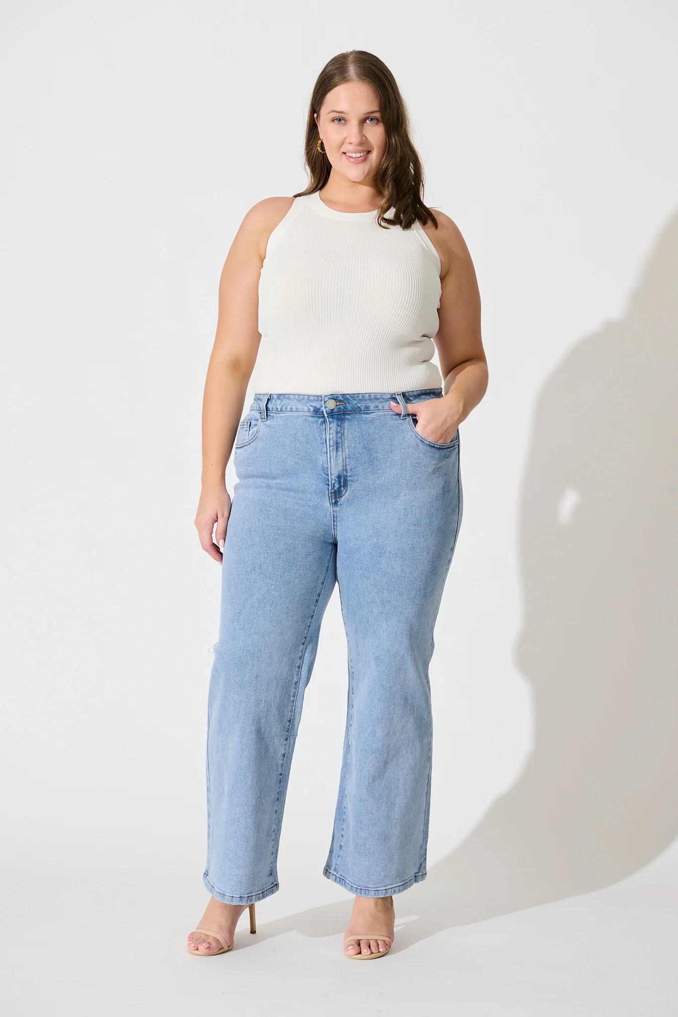 Ocean Road High Rise Wide Leg Jean in Light Blue Denim - Image 7