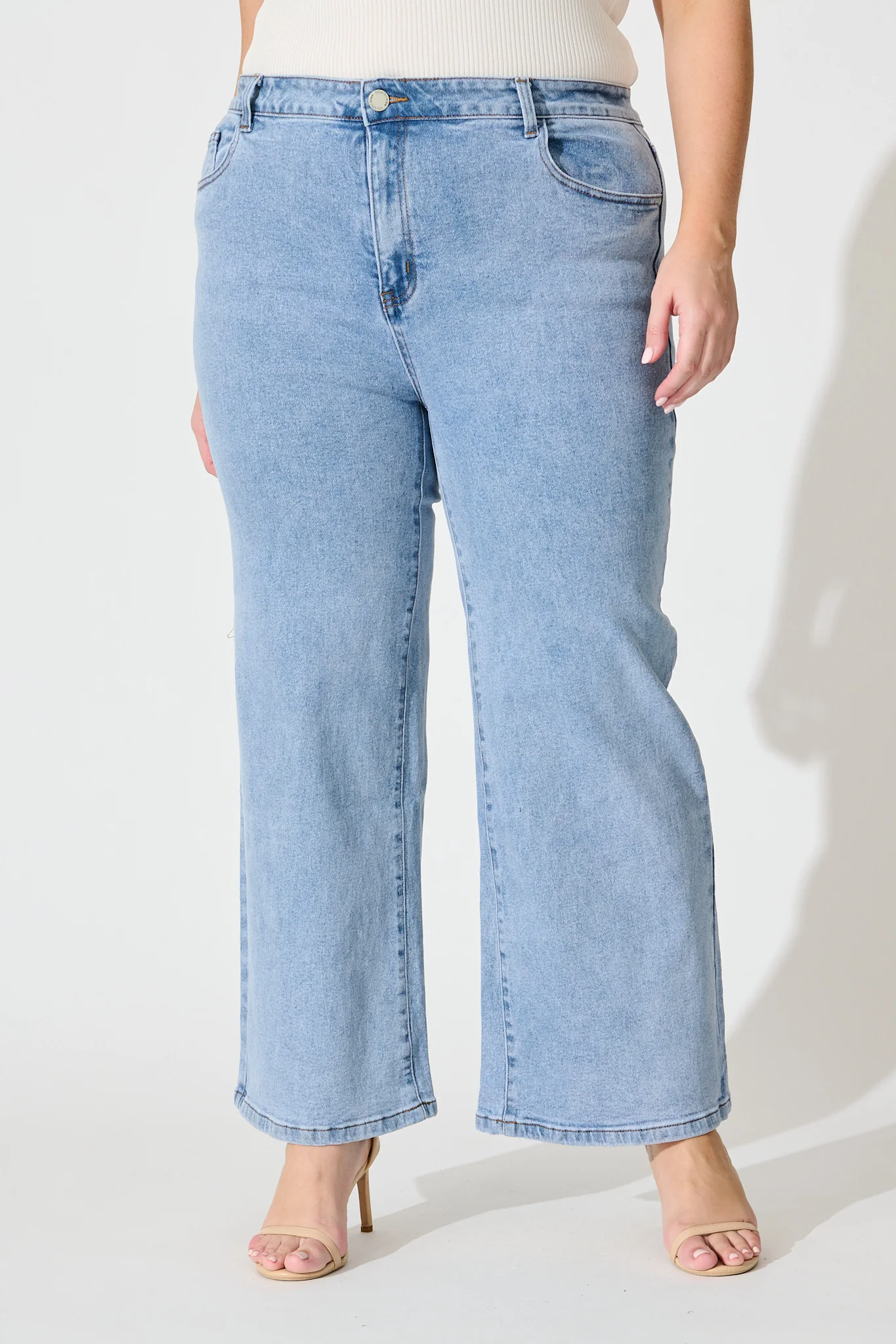 Ocean Road High Rise Wide Leg Jean in Light Blue Denim - Image 9