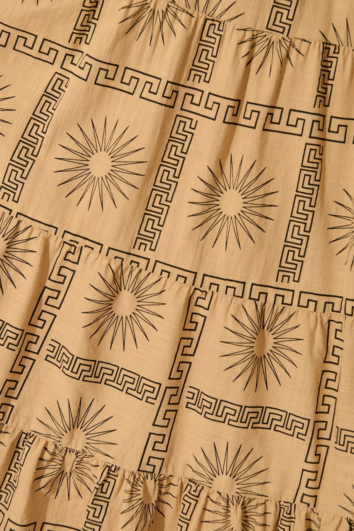 Oden Midi Dress in Camel Tile Print Cotton - Image 6