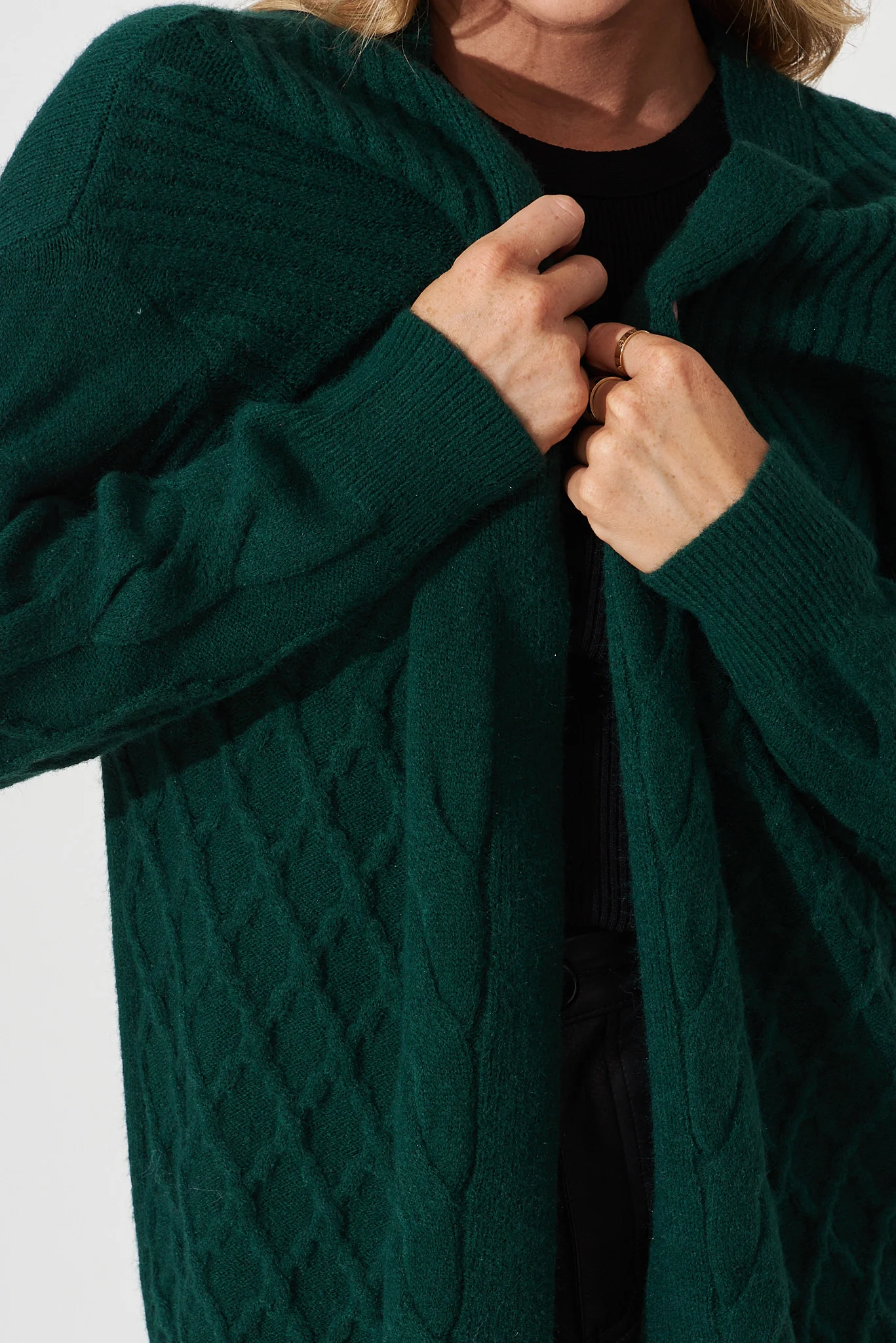 Okina Knit Cardigan In Emerald Wool Blend - Image 5