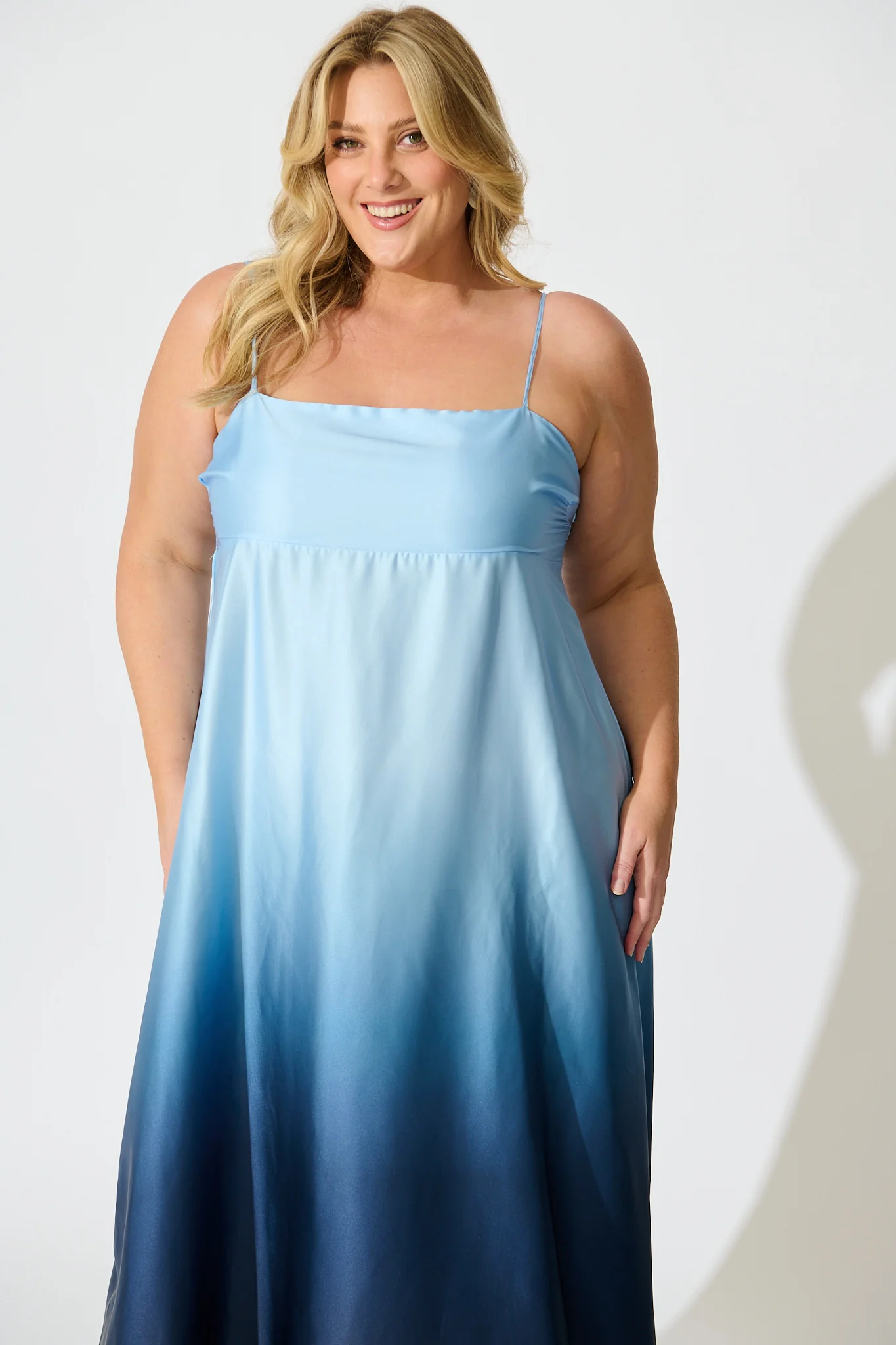 Ombre Muse Maxi Sundress in Blue Satin - Image 6
