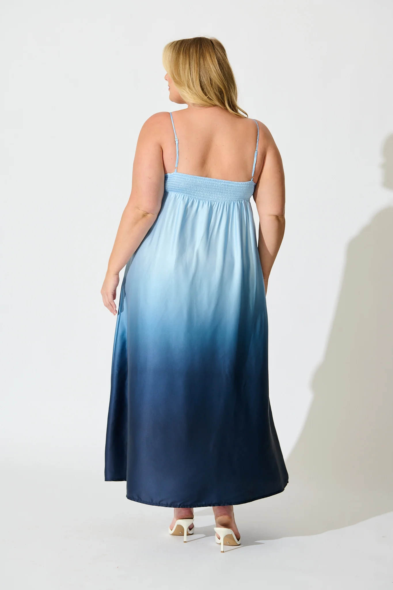 Ombre Muse Maxi Sundress in Blue Satin - Image 8