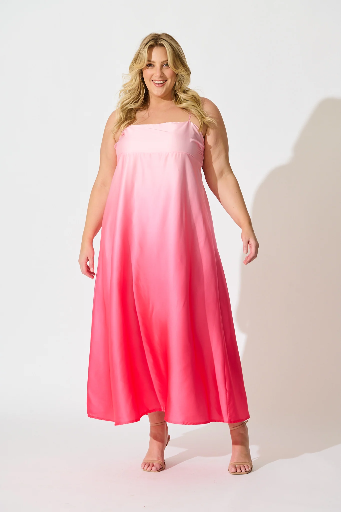 Ombre Muse Maxi Sundress in Pink Satin - Image 7
